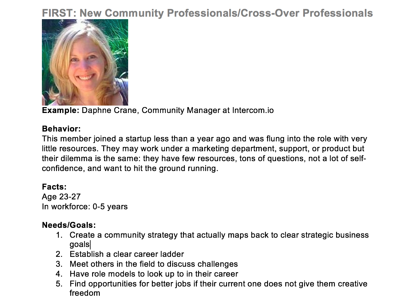 Documentation of primary persona for CMX Media in the editorial style guide.